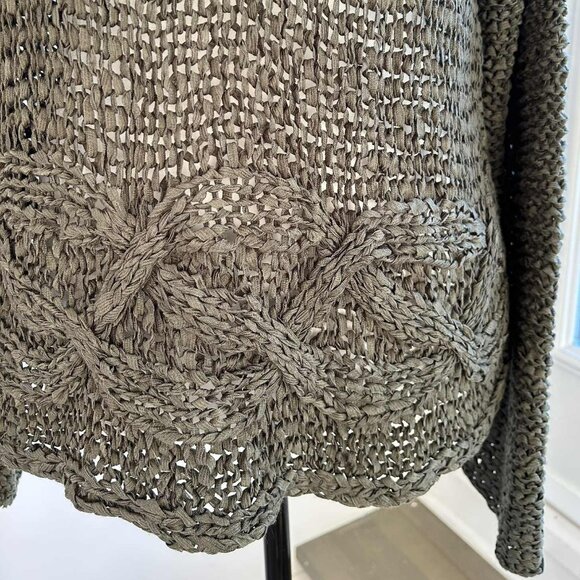 OUI Olive Sculptural Open-Knit Tape-Yarn Sweater with Braided Hem – EU M - Picture 3 of 8